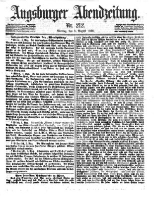 Augsburger Abendzeitung Montag 3. August 1868