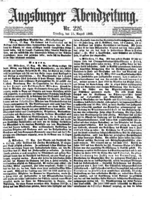 Augsburger Abendzeitung Dienstag 18. August 1868