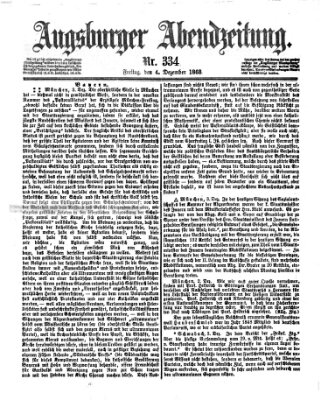 Augsburger Abendzeitung Freitag 4. Dezember 1868