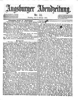 Augsburger Abendzeitung Dienstag 2. Februar 1869