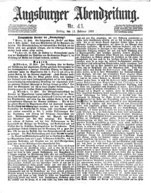 Augsburger Abendzeitung Freitag 12. Februar 1869