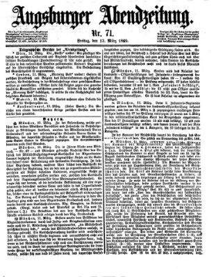 Augsburger Abendzeitung Freitag 12. März 1869