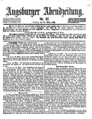 Augsburger Abendzeitung Dienstag 30. März 1869