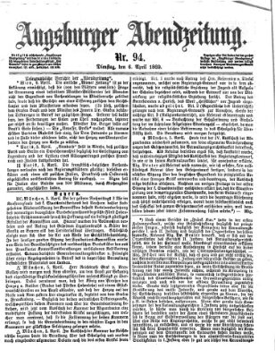 Augsburger Abendzeitung Dienstag 6. April 1869