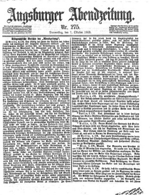 Augsburger Abendzeitung Donnerstag 7. Oktober 1869