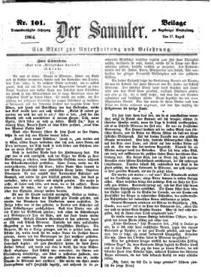 Der Sammler (Augsburger Abendzeitung) Samstag 27. August 1864