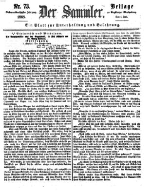 Der Sammler (Augsburger Abendzeitung) Samstag 4. Juli 1868