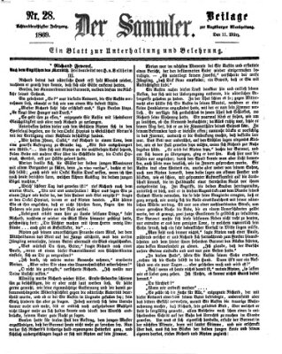 Der Sammler (Augsburger Abendzeitung) Donnerstag 11. März 1869