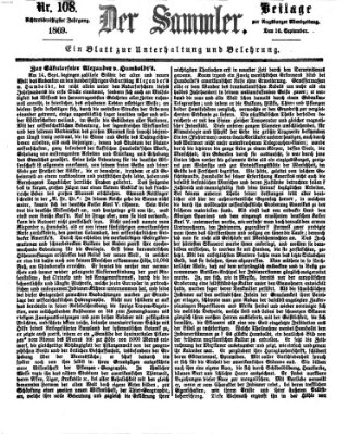 Der Sammler (Augsburger Abendzeitung) Donnerstag 16. September 1869
