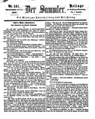 Der Sammler (Augsburger Abendzeitung) Donnerstag 2. Dezember 1869