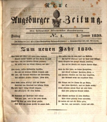Neue Augsburger Zeitung Freitag 1. Januar 1830