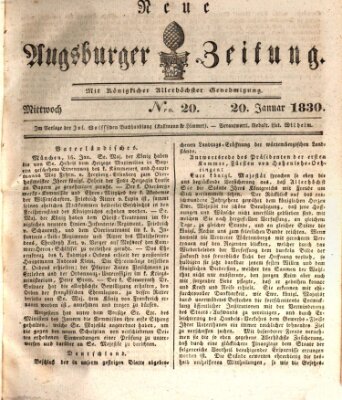 Neue Augsburger Zeitung Mittwoch 20. Januar 1830
