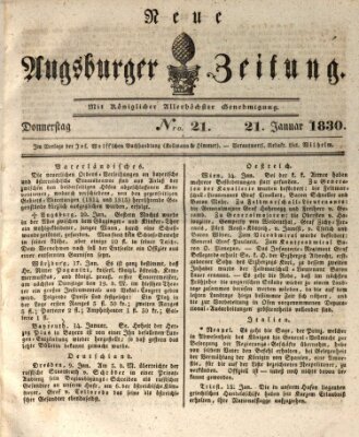 Neue Augsburger Zeitung Donnerstag 21. Januar 1830