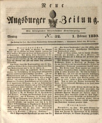 Neue Augsburger Zeitung Montag 1. Februar 1830