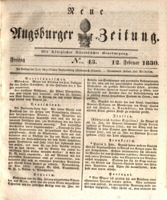 Neue Augsburger Zeitung Freitag 12. Februar 1830