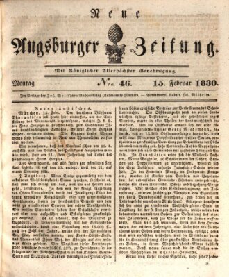 Neue Augsburger Zeitung Montag 15. Februar 1830