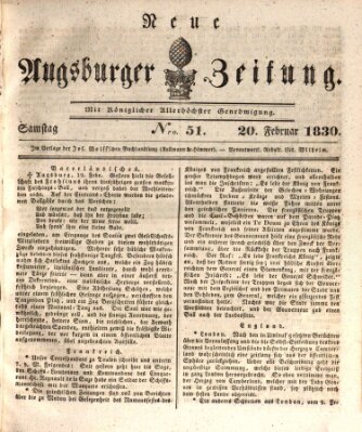 Neue Augsburger Zeitung Samstag 20. Februar 1830