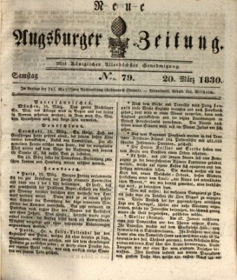 Neue Augsburger Zeitung Samstag 20. März 1830