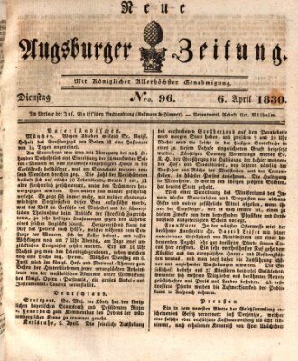 Neue Augsburger Zeitung Dienstag 6. April 1830