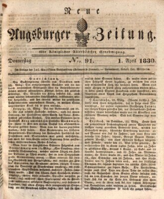 Neue Augsburger Zeitung Donnerstag 1. April 1830