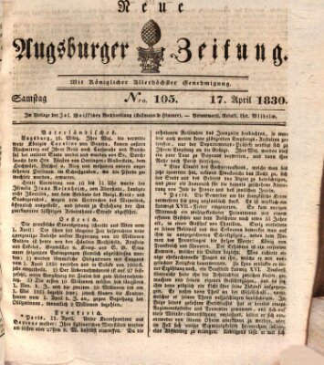 Neue Augsburger Zeitung Samstag 17. April 1830