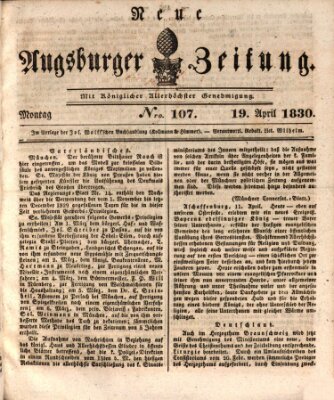 Neue Augsburger Zeitung Montag 19. April 1830