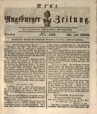 Neue Augsburger Zeitung Dienstag 20. Juli 1830