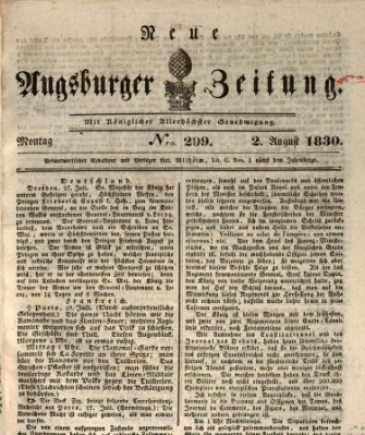Neue Augsburger Zeitung Montag 2. August 1830