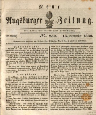Neue Augsburger Zeitung Mittwoch 15. September 1830