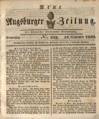 Neue Augsburger Zeitung Donnerstag 16. September 1830