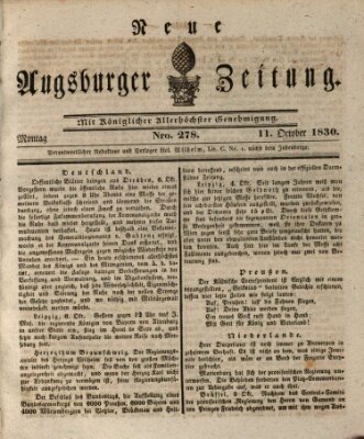 Neue Augsburger Zeitung Montag 11. Oktober 1830