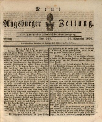 Neue Augsburger Zeitung Montag 29. November 1830