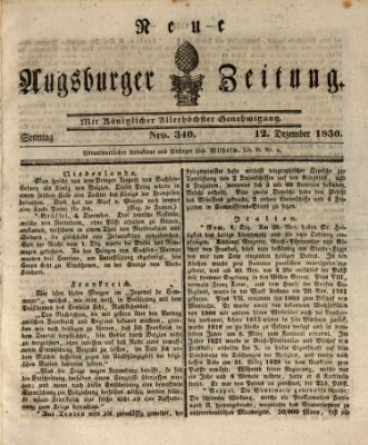 Neue Augsburger Zeitung Sonntag 12. Dezember 1830