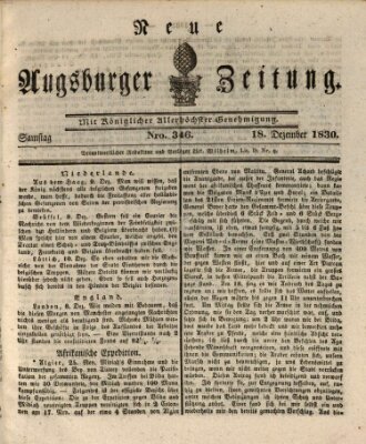 Neue Augsburger Zeitung Samstag 18. Dezember 1830