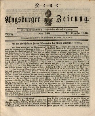 Neue Augsburger Zeitung Dienstag 21. Dezember 1830