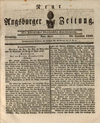 Neue Augsburger Zeitung Donnerstag 23. Dezember 1830