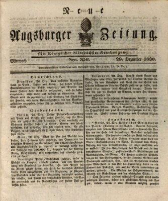 Neue Augsburger Zeitung Mittwoch 29. Dezember 1830