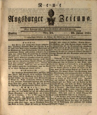 Neue Augsburger Zeitung Samstag 22. Januar 1831