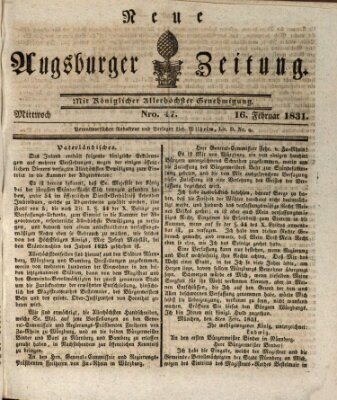 Neue Augsburger Zeitung Mittwoch 16. Februar 1831