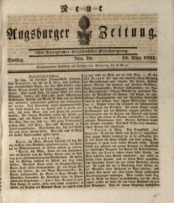 Neue Augsburger Zeitung Samstag 19. März 1831