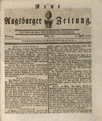 Neue Augsburger Zeitung Montag 4. April 1831
