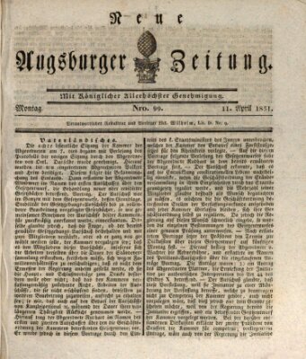 Neue Augsburger Zeitung Montag 11. April 1831
