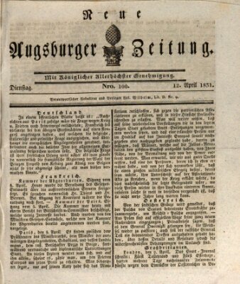 Neue Augsburger Zeitung Dienstag 12. April 1831