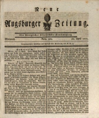 Neue Augsburger Zeitung Mittwoch 20. April 1831