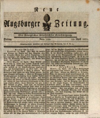 Neue Augsburger Zeitung Freitag 22. April 1831