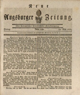 Neue Augsburger Zeitung Freitag 20. Mai 1831
