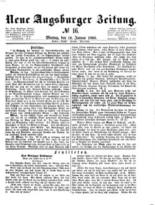 Neue Augsburger Zeitung Montag 16. Januar 1860