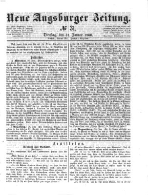 Neue Augsburger Zeitung Dienstag 31. Januar 1860