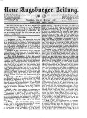 Neue Augsburger Zeitung Samstag 18. Februar 1860