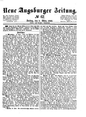 Neue Augsburger Zeitung Freitag 2. März 1860